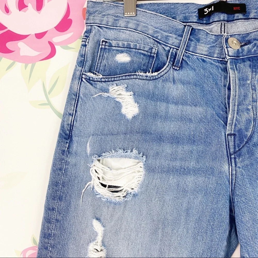 3x1 NYC Distressed Crop Fringe Denim 26 - Picture 4 of 9